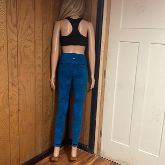 Lululemon" Wunder Under Pant III Luon Spray Jacquard shocking Blue Black - Picture 10 of 15